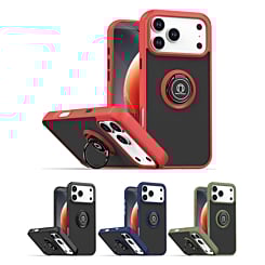 Hard PC Rear / Soft TPU Colorful Border Case with I-ring Holder for iPhone 17 Pro (Only Ground Shipping)