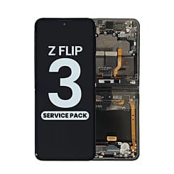 OLED Assembly with Frame for Galaxy Z Flip 3 F711 (PHANTOM BLACK) (US and International) (Service Pack)