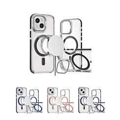 Thin Magnetic Clear Case with Camera Stand Kickstand for iPhone 15 (Only Ground Shipping)