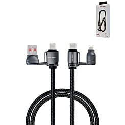 Ven-Dens USB A+C to C+L Fast Charging Data Cable with Lanyard (BLACK) (60W) (6ft) (Only Ground Shipping)
