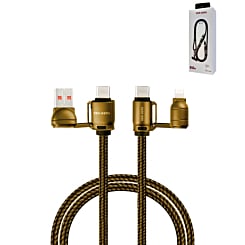 Ven-Dens USB A+C to C+L Fast Charging Data Cable with Lanyard (GOLD) (60W) (6ft) (Only Ground Shipping)