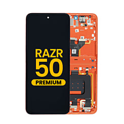 Main OLED Assembly with Frame for Motorola Moto Razr 50 (XT2453 / 2024) (SPRITZ ORANGE) (Premium)