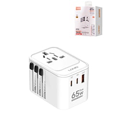LDNIO Z6 (65W) 3 USB Ports GaN All in One Universal Travel Adapter (Integrated US/UK/EU/AU) (Only Ground Shipping)