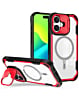 Magnetic with Camera Lens Protective Stand Holder Clear Case - RED for iPhone 16 (Only Ground Shipping)