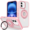 Skin Feel Transparent Case with Silicone Ring Holder - PINK for iPhone 16 (Only Ground Shipping)
