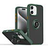 Hard PC Rear / Soft TPU Colorful Border Case with I-ring Holder - DARK GREEN for iPhone 16 (Only Ground Shipping)