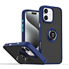 Hard PC Rear / Soft TPU Colorful Border Case with I-ring Holder - NAVY BLUE for iPhone 16 (Only Ground Shipping)
