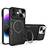 iPhone 16 Dual Layers Hybrid Case with Metal Ring And Camera Protector - BLACK (Only Ground Shipping)