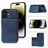 Leather Pocket Wallet Case - BLUE for iPhone 16 (Only Ground Shipping)
