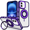 Skin Feel Transparent Case with Silicone Ring Holder - PURPLE for iPhone 16 Plus (Only Ground Shipping)