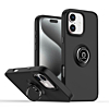 iPhone 16 Plus Hard PC Rear / Soft TPU Colorful Border Case with I - ring Holder - BLACK (Only Ground Shipping)