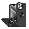 Hard PC Rear / Soft TPU Colorful Border Case with I-ring Holder - BLACK for iPhone 16 Pro (Only Ground Shipping)