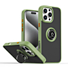 Hard PC Rear / Soft TPU Colorful Border Case with I-ring Holder - NAVY GREEN for iPhone 16 Pro (Only Ground Shipping)