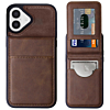 Leather Wallet Case with Kickstand - BROWN for iPhone 17 (Only Ground Shipping)