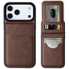 Leather Wallet Case with Kickstand - BROWN for iPhone 17 Pro (Only Ground Shipping)