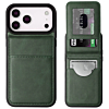 Leather Wallet Case with Kickstand - GREEN for iPhone 17 Pro (Only Ground Shipping)