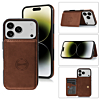 Leather Pocket Wallet Case - BROWN for iPhone 17 Pro (Only Ground Shipping)