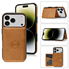 Leather Pocket Wallet Case - ORANGE for iPhone 17 Pro (Only Ground Shipping)