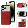 Leather Pocket Wallet Case - RED for iPhone 17 Pro (Only Ground Shipping)