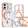 Thin Magnetic Clear Case with Camera Stand Kickstand - ORANGE for iPhone 17 Pro (Only Ground Shipping)
