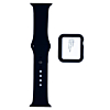 iWatch 38mm Silicone Soft Band & Bumper Case with Tempered Glass - BLACK (Only Ground Shipping)