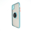 Hard PC Rear / Soft TPU Colorful Border Case with I-ring Holder - LIGHT BLUE for iPhone 12 / 12 Pro (Only Ground Shipping)