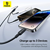 BASEUS Silky One-for-Three Fast Charging Cable USB-C to M+L+C (5ft) (100W) (COSMIC BLACK) (Only Ground Shipping)