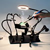 Magnetic Helping Hands Soldering PCB Circuit Board Holder with 3X LED Magnifying Lamp 360 Hot Air Gun Holder Extra Large & Heavy Duty Base Plate for Soldering Station (Only Ground Shipping)