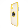 Hard PC Rear / Soft TPU Colorful Border Case with I-ring Holder - YELLOW for iPhone 11 Pro Max (Only Ground Shipping)