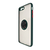 Hard PC Rear / Soft TPU Colorful Border Case with I-ring Holder - NAVY GREEN for iPhone 8P / 7P (Only Ground Shipping)