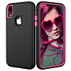 Three Layer Heavy Duty Shockproof AntiScratch Protective Case - BLACK & HOT PINK for iPhone XR (Only Ground Shipping)