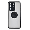 Galaxy S20 Ultra Hard PC Rear / Soft TPU Colorful Border Case with I-ring Holder - BLACK (Only Ground Shipping)