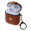 AirPods 1/2 Hard Leather Case with Metal Hook - BROWN (Only Ground Shipping)