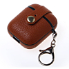 AirPods 1/2 Hard Leather Case with Metal Hook - BROWN (Only Ground Shipping)