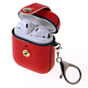 AirPods 1/2 Hard Leather Case with Metal Hook - RED (Only Ground Shipping)