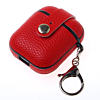 AirPods 1/2 Hard Leather Case with Metal Hook - RED (Only Ground Shipping)