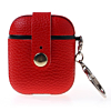 AirPods 1/2 Hard Leather Case with Metal Hook - RED (Only Ground Shipping)