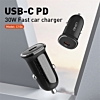 LDNIO C106 PD QC4.0 Dual USB-C Car Charger with USB C-L Non-MFI Cable (3ft) (30W) (Only Ground Shipping)