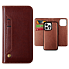 Genuine Leather Magnetic Wallet Case with Credit Card Slot - BROWN for iPhone 13 Pro (Only Ground Shipping)