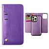 Genuine Leather Magnetic Wallet Case with Credit Card Slot - PURPLE for iPhone 13 Pro (Only Ground Shipping)