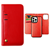 Genuine Leather Magnetic Wallet Case with Credit Card Slot - RED for iPhone 13 Pro (Only Ground Shipping)