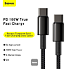 BASEUS USB C-C Tungsten Gold Fast Charging Data Cable (BLACK) (100w) (3ft) (Only Ground Shipping)