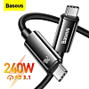 BASEUS PD 3.1 USB C-C Tungsten Gold Fast Charging Data Cable (BLACK) (240w) (3ft) (Only Ground Shipping)