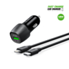 Esoulk USB C+A PD/QC Car Adapter with USB C-L Cable (3ft) (48W) (BLACK) (Only Ground Shipping)