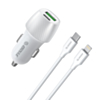 Esoulk USB C+A PD/QC Car Adapter with USB C-L Cable (3ft) (48W) (WHITE) (Only Ground Shipping)