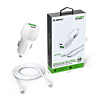 Esoulk USB C+A PD/QC Car Adapter with USB C-L Cable (3ft) (48W) (WHITE) (Only Ground Shipping)