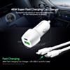 Esoulk USB C+A PD/QC Car Adapter with USB C-L Cable (3ft) (48W) (WHITE) (Only Ground Shipping)