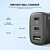 Esoulk EA18 Dual USB-C + USB-A Fast Wall Charger (BLACK) (40W) (Only Ground Shipping)