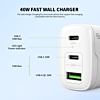 Esoulk EA18 Dual USB-C + USB-A Fast Wall Charger (WHITE) (40W) (Only Ground Shipping)