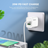 Esoulk USB C+A PD/QC Wall Adapter with USB C-C Cable (5ft) (20W) (WHITE) (Only Ground Shipping)